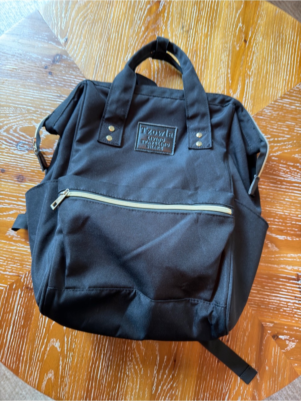 Black Canvas Backpack with Front Zip Pocket